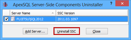 ApexSQL Server-Side components Uninstaller - Clicking Uninstall SSC button