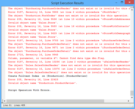 Figure illustrating that the generated synchronization script is executed with errors