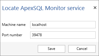 The Locate ApexSQL Monitor service dialog
