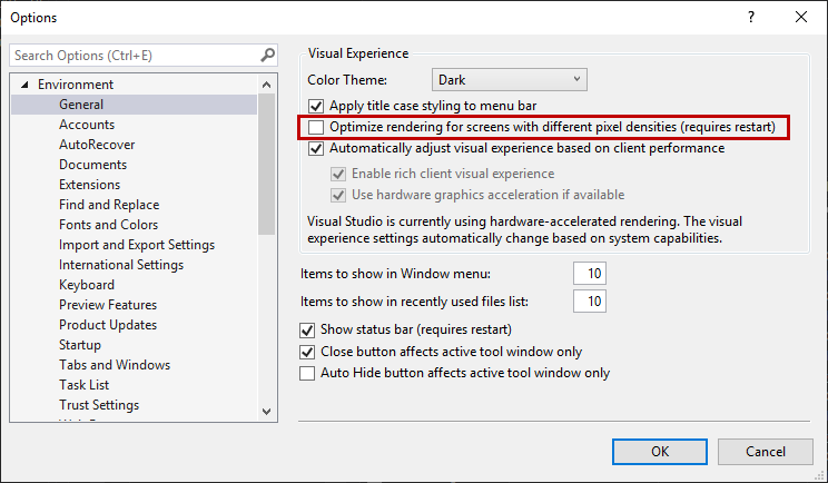 ApexSQL add-ins tab options do not show in Visual Studio 2019