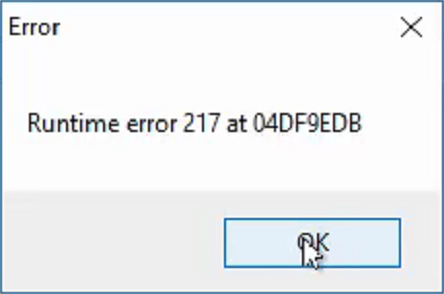 Runtime error popup
